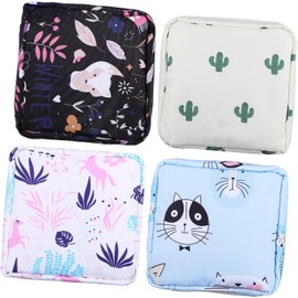 Bolsa de Almacenamiento para Toallas Sanitarias Varios estilos Paquete de 4 Piezas Diseño de Cierre Suave y Material de Nylon, Portátil y Fácil de Llevar Varios estilos para Viajes y Escuela