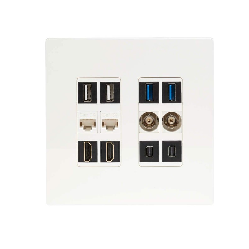 Tripp Lite 12-Port Universal Keystone Double-Gang Wall Plate, 2-Gang Faceplate,