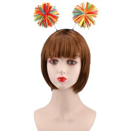 HODRME 2 Pieces Pom Pom Head Bopper-Yarn Spings Pom Headwear Party Headband for Adults and Kids (Rainbow)