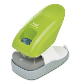 PLUS Paper Clinch Stapleless Stapler, Desktop Type, 12 Staples, 2-Hole Filing Compatible, Gauge Included, Green 31-211