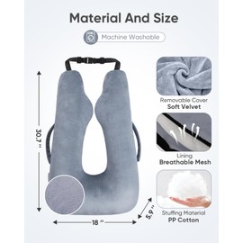 TinlyFinly Car Travel Pillow for Kids Adults, Raised Padding Head and Neck Support Car Seat Sleeping Pillow for Toddlers, Portable U Shaped Body Pillow for Cars Seat On Road Trip (Light Gray)