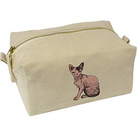 'Sphynx Cat' Canvas Wash Bag/Makeup Case (CS00016582)