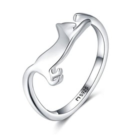 MARLION JEWELS Ring for women made of silver cat shape. Rings for women made of silver with silver or gold surface. Women's jewellery ideal for couples, mothers, girlfriends. Women's rings silver,