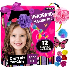 Headband Making Kit for Girls – DIY Fashion Hair Accessories Set – Easter Arts & Crafts for Kids – Create Your Own Headbands – Best Birthday Gift for Girls Ages 5, 6, 7+