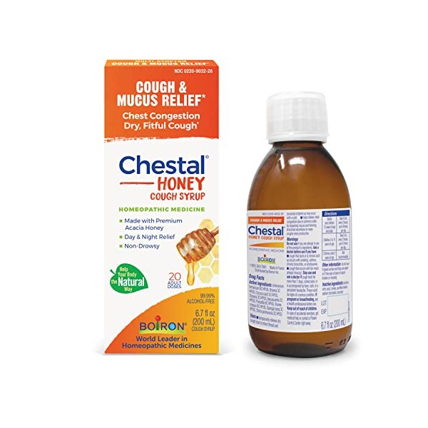 Boiron Chestal Honey Adult Cold and Cough Syrup for Nasal and Chest Congestion, Runny Nose, and Sore Throat Relief - 6.7 Fl oz