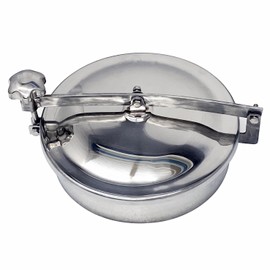 #304 Stainless Steel Circular Non-Pressure Manway Door Sanitary Manhole Cover Tank Manhole Cover with Lid (11.8In 300mm)