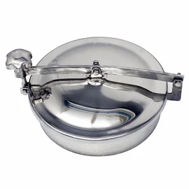 #304 Stainless Steel Circular Non-Pressure Manway Door Sanitary Manhole Cover Tank Manhole Cover with Lid (11.8In 300mm)