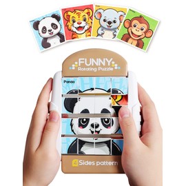 Rotating 3D Puzzle 16 Pieces 3 4 5 6 Years, Aeroplane Car Ride Activity Children, Small Gifts for Boys Girls Students, Concentration Skill Puzzle Games Children 8 10 (Animals)