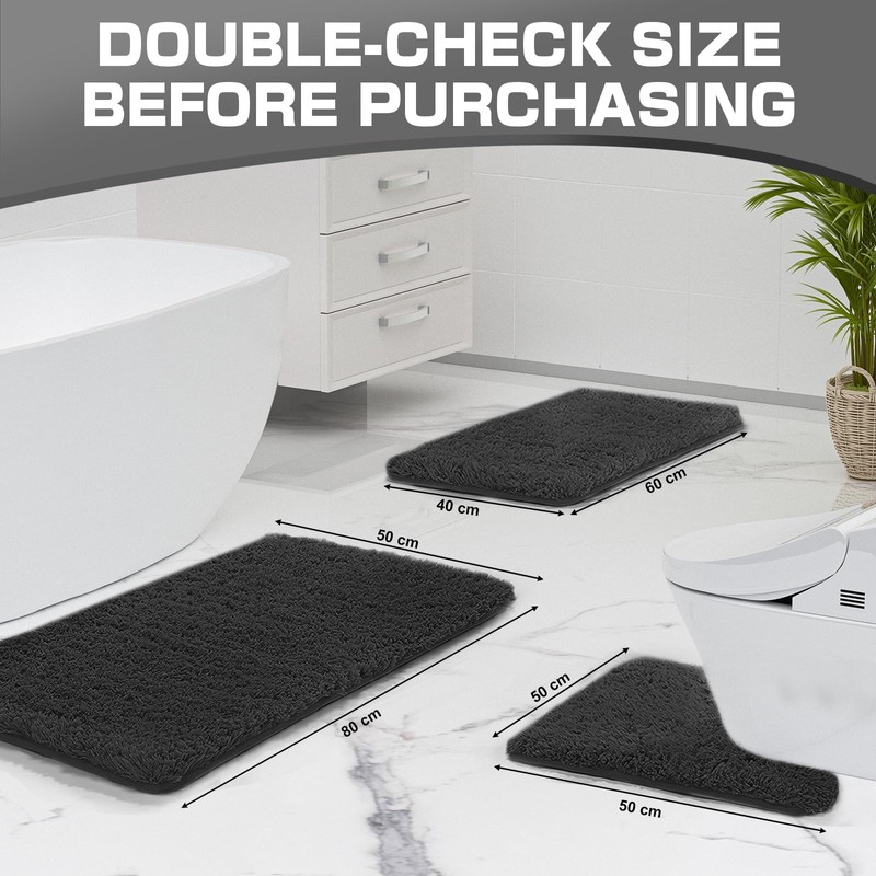 wyewye Microfibre Bath Mat, 2cm Super Thick, Super Absorbent Bathroom