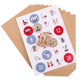 Adventskalender zum Befüllen Sweet Home 24 Kraftpapiertüten braun Geschenktüten Weihnachten, Weihnachtskalender Bastelset inkl. Zahlenaufkleber und Klammern von pajoma