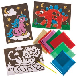 Baker Ross FN136 Foil Art Pictures - Pack of 10, Arts and Crafts Foil Colouring Picture From Kits