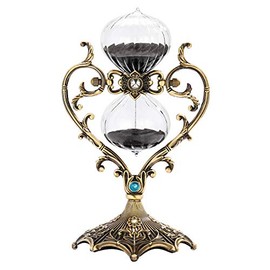 SuLiao Hourglass Timer 30 Minute Sand Timer, Antique Engraved Brass Sand Clock, Rotating Black Sand Watch 30 Min, Vintage Metal Reloj De Arena, Unique Glass Sandglass for Home, Desk, Office Decorative