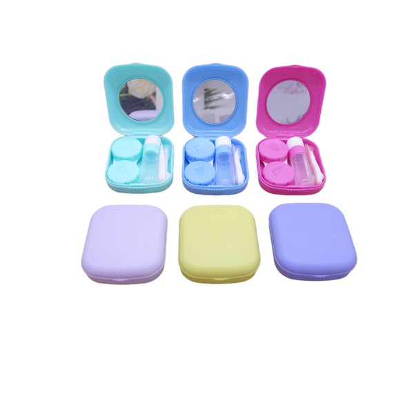 Kuanfine 6 Pack Contact Lens Case Kit Cute Travel Contact Case, All In One Soak Storage Container with Mirror Bottle Tweezers Contact Applicator