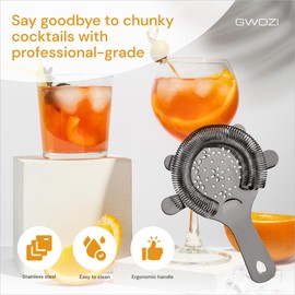 Cocktail Strainer Stainless Steel - Hawthorne Strainer with Spring for Home -Drink Strainer 4-Prong for Professional Bartenders - Bar Strainer for Shaker & Mixing Glasses