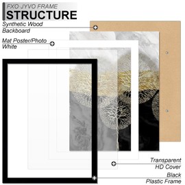 Fxojyvo 8x10 Picture Frame, Display Photo 5x7 with Mat or 8 x 10 Without Mat, Light Weight and High Transparent 8 by 10 Frame for Wall - 1 Pack/Black/8"x10"