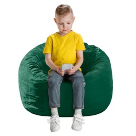 ILPEOD Bean Bag Chairs for Kids - Memory Foam Furniture BeanBag Chair - Kids/Teens Sofa with Soft Micro Fiber Cover - Round Fluffy Couch for Living Room Bedroom College Dorm - 2.5 ft, Green