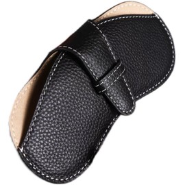 YUANYU Leather Glasses Case Holder Portable Slim Sunglasses Pouch Soft Eyeglasses Bag Eyewear Sleeve For Women Men Lightweight (Black)