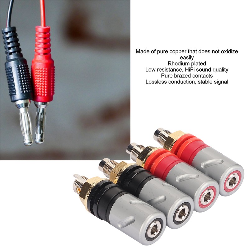 Amplifier Binding Post Soldering Free Pure Red Copper Rhodium Plated