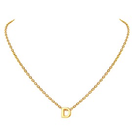 Suplight Women's Necklace Jewellery DIY Letters A - Z Charms Clavicle Chain 925 Silver / 18k Gold-plated Rose Gold Initial Pendant 45 cm 1.5 mm Rolo Chain Minimalist Jewellery Accessory with Gift Box, d