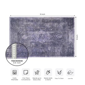 NAAR Area Rug 6x9, Washable Rug, Low-Pile, Non-Slip, Non-Shedding, Foldable, Kid & Pet Friendly - Area Rugs for Living Room, Bedroom, Kitchen, Dining Room Rug, (Anthracite, 6' x 9')