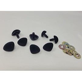 Zim's 24mm Fuzzy Flocked D-Type Triangle Plastic Safety Nose for Craft Toy Dog Animal (Pack of 8)