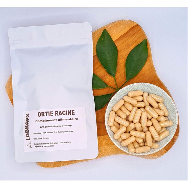 ORTIE RACINE 200 gélules dosées à 400 mg enveloppe 100% végétale - complément alimentaire