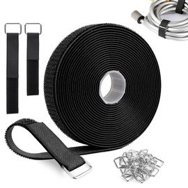 Arvoni 5m x 2cm Klettband kabelbinder mit 25 Schnalle, Klettverschluss Band, Klettv Kabelbinder, Wiederverschließbar Klett zum Organisieren Ihrer Kabel, Schnüre, Schläuche Usw