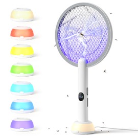 YISSVIC Electric Fly Swatter Bug Zapper Racket 4000V LED Screen Dual Modes Fly Zapper Rechargeable for Indoor Home Office Backyard Patio Camping