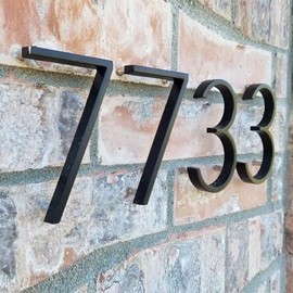 Modern Floating House Numbers - Large 5 Inch Black Numbers for Address with Nail Kit, 911 Visibility Signage (8)
