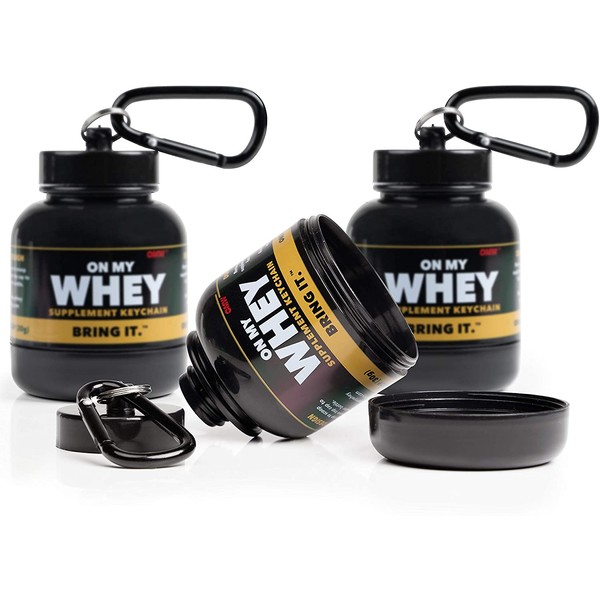 OnMyWhey - Portable Protein and Supplement Powder Funnel Keychain - Classic 3-Pack