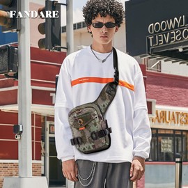 FANDARE Thigh Drop Leg Bag for Men Women with Leg Strap Waist Fanny Pack Bumbags Sling Bag Motorcycle Chest Crossbody Cover Pack for Cycling Travel Outdoor Sport Gym College Shoulder Bag Camo