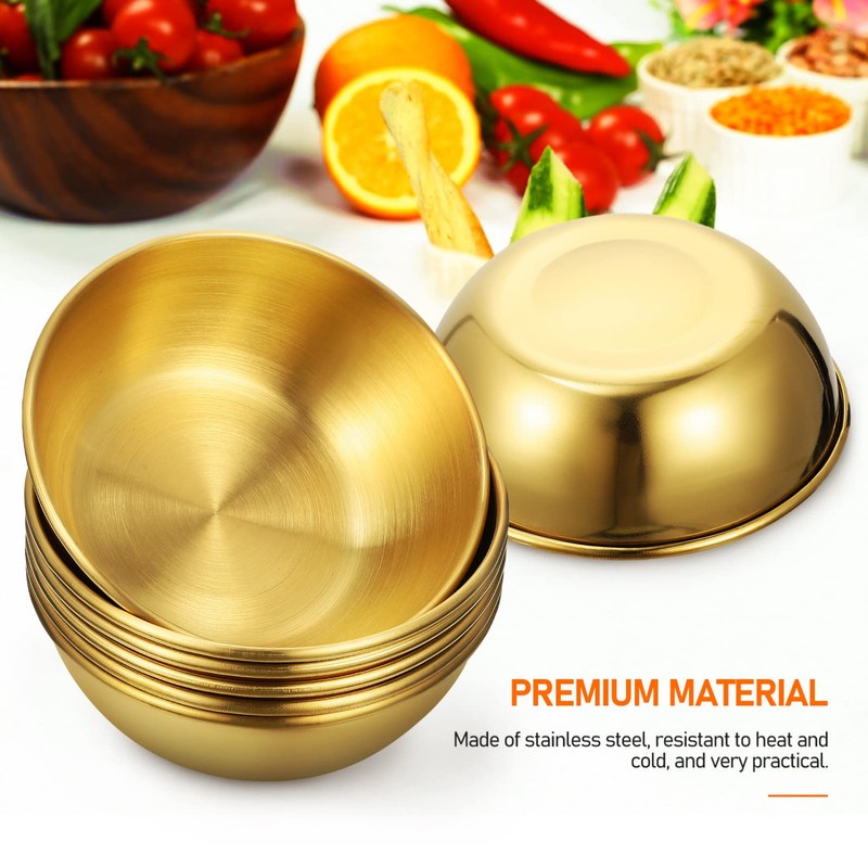 Golden Stainless Steel Sauce Dip Bowls Set of 6 with