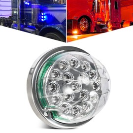 Partsam 1Pcs Dual Revolution 17LED Watermelon Light for Semi Truck, Red Stop Turn Signal Marker Lights to Blue Auxiliary Lights, Replacement for Freightliner Kenworth Peterbilt