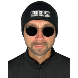 No Face No Name Ruhrpott Heimat Charcoal Steel Hat in Black I Unisex I Embroidered Patch to Change I Beanie Knitted Hat Winter Hat, black