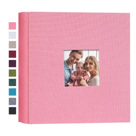 Mublalbum Small Photo Album 4x6 200 Photos Linen Cover Picture Book with Horizontal Pockets for Wedding Family Anniversary and Baby (Pink)