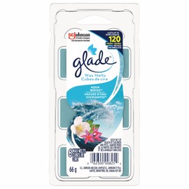 Glade Wax Melts Air Freshener and Odor Eliminator, Scented Essential Oils for Home and Bathroom, Aqua Waves, 6 Count, 343754