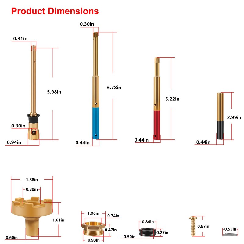yourour RK-ADJ-PRV Rod Kit Metal Handle, Adjustable Rod with Pressure