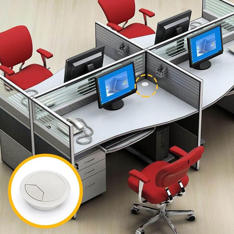 TSUOUKL Pack of 4 Cable Grommets Plastic White Desk Grommet