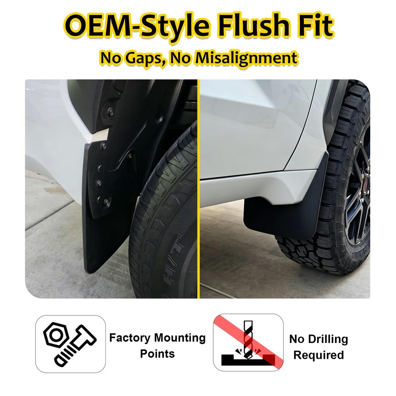 No Drill Mud Flaps for 2022-2026 Toyota Tundra Splash Guards,