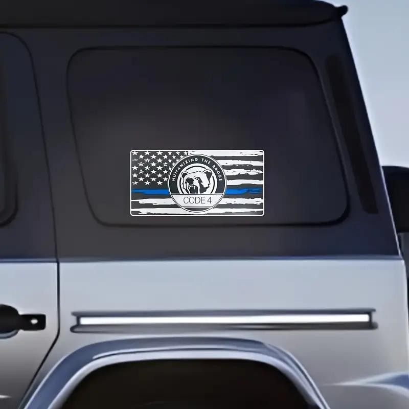 Bumper Sticker, Thin Blue Line American Flag, Code 4, Car,
