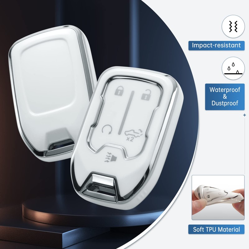 YO&YOYE for GMC Key Fob Cover with Keychain, TPU Key