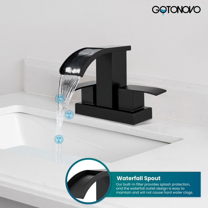 gotonovo Waterfall 4 Inch Centerset Bathroom Sink Faucet 2 Handle