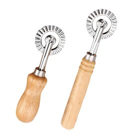 Pasta Cutter Wheel, Pasta Cutter, 4 cm Diameter, Dough Cutter, Cutting Wheel, Long and Short Stainless Steel with Wooden Handle, Ravioli Cookie Cutter, for Home and Pastries, Restaurant Kitchens