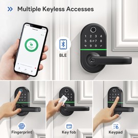 Smart Keypad Door Lock with Handle: NICE DIGI Keyless Entry Electronic Lock for Front Door, Easy Installation (Black)