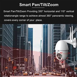Cámara De Seguridad Al Aire Libre, HD 1080P Wifi Al Aire Libre Cámara IP Vigilancia De Seguridad CCTV 360 PTZ ANTERIOR DE VIDEO INTERIOR INTERIOR...  
