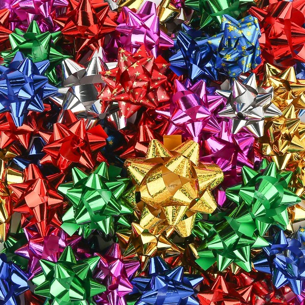 Shindel Christmas Gift Bow, 84PCS Holiday Bow Set Christmas Print Bows for Christmas decoration, Gift Basket, 3-4 inches