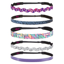 Hipsy Women's Adjustable NO SLIP Sports Headbands Multi Color Pack (Multi 5pk)