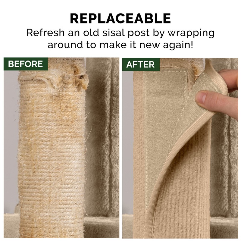 Furhaven Wrap Around Scratching Post Cover for Indoor Cats, Fits