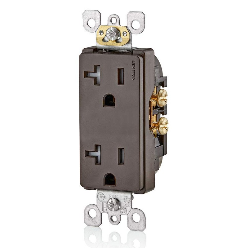 Leviton T5825 20 Amp Decora Tamper-Resistant Duplex Electrical Wall Outlet