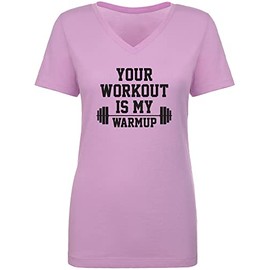 Your Workout is My Warmup Women's V-Neck Tee in Lilac - XX-Large